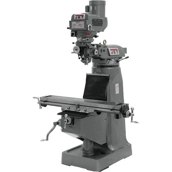 Jet - 9" Table Width x 49" Table Length, Variable Speed Pulley Control, 1 Phase Knee Milling Machine - R8 Spindle Taper, 2 hp - Eagle Tool & Supply