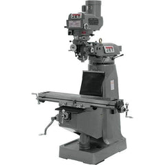 Jet - 9" Table Width x 49" Table Length, Variable Speed Pulley Control, 1 Phase Knee Milling Machine - R8 Spindle Taper, 2 hp - Eagle Tool & Supply