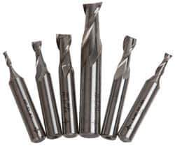 Cleveland - 1/8 to 1/2", 2 Flute End Mill Set - Uncoated, Cobalt, Centercutting - Eagle Tool & Supply
