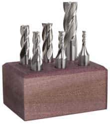 Cleveland - 1/8 to 1/2", 4 Flute End Mill Set - Uncoated, Cobalt, Centercutting - Eagle Tool & Supply