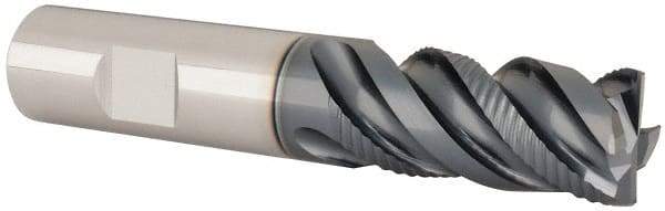 Iscar - 3/4" Diam, 1-1/2" LOC, 4 Flute Solid Carbide Roughing & Finishing Corner Chamfer End Mill - TiAlN Finish, 4" OAL, 3/4" Shank Diam, Weldon Shank, 45° Helix, Centercutting - Eagle Tool & Supply