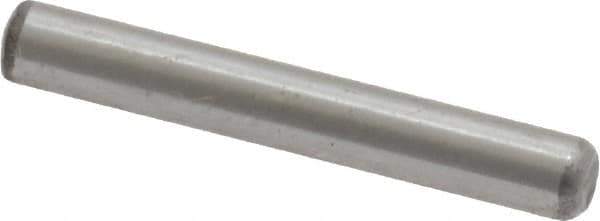 Value Collection - 1/8" Diam x 7/8" Pin Length Grade 8 Alloy Steel Standard Dowel Pin - C 50-58 Hardness, 3,200 Lb Breaking Strength, 1 Beveled & 1 Rounded End - Eagle Tool & Supply
