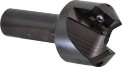 Kyocera - 45° Lead Angle, 1.65" Max Cut Diam, 0.8" Min Cut Diam, 0.44" Max Depth of Cut, Indexable Chamfer and Angle End Mill - 2 Inserts, APET 1604 Insert Style, 3-1/4" Overall Length, Straight Shank, 90° Included Angle - Eagle Tool & Supply