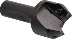 Kyocera - 30° Lead Angle, 1.62" Max Cut Diam, 1" Min Cut Diam, 0.544" Max Depth of Cut, Indexable Chamfer and Angle End Mill - 2 Inserts, APET 1604 Insert Style, 3-1/4" Overall Length, Straight Shank, 60° Included Angle - Eagle Tool & Supply