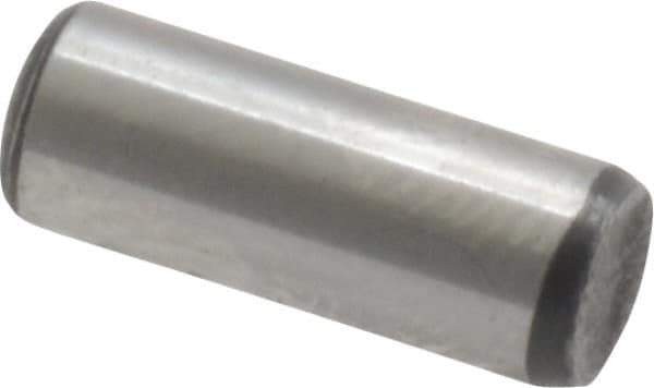 Value Collection - 3/16" Diam x 1/2" Pin Length Grade 8 Alloy Steel Standard Dowel Pin - C 50-58 Hardness, 7,200 Lb Breaking Strength, 1 Beveled & 1 Rounded End - Eagle Tool & Supply