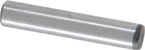 Value Collection - 3/16" Diam x 1" Pin Length Grade 8 Alloy Steel Standard Dowel Pin - C 50-58 Hardness, 7,200 Lb Breaking Strength, 1 Beveled & 1 Rounded End - Eagle Tool & Supply