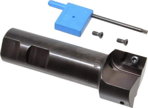 Kyocera - 1-1/2" Cut Diam, 0.64" Max Depth of Cut, 1" Shank Diam, 4" OAL, Indexable Square Shoulder End Mill - APET 1604 Inserts, Weldon Shank, 90° Lead Angle, Through Coolant - Eagle Tool & Supply