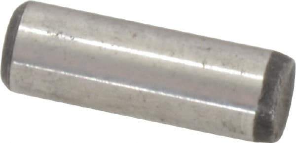 Value Collection - 1/4" Diam x 3/4" Pin Length Grade 8 Alloy Steel Standard Dowel Pin - C 50-58 Hardness, 12,800 Lb Breaking Strength, 1 Beveled & 1 Rounded End - Eagle Tool & Supply