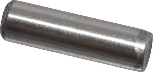 Value Collection - 1/4" Diam x 7/8" Pin Length Grade 8 Alloy Steel Standard Dowel Pin - C 50-58 Hardness, 12,800 Lb Breaking Strength, 1 Beveled & 1 Rounded End - Eagle Tool & Supply