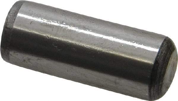 Value Collection - 1/2" Diam x 1-1/4" Pin Length Grade 8 Alloy Steel Standard Dowel Pin - C 50-58 Hardness, 51,000 Lb Breaking Strength, 1 Beveled & 1 Rounded End - Eagle Tool & Supply