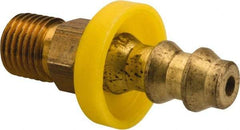 Eaton - 1/4" ID 7/16-24 NPT Barbed Push On Inverted Male Swivel Connector - 1-1/8" Cut Off Allowance, 1.73" Long, 7/16" Hex, Brass - Eagle Tool & Supply