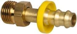 Eaton - 3/8" ID 5/8-18 NPT Barbed Push On Inverted Male Swivel Connector - 1-3/16" Cut Off Allowance, 2.02" Long, 5/8" Hex, Brass - Eagle Tool & Supply