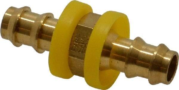 Eaton - 3/8" ID Barbed Push On Mender - 7/16" Cut Off Allowance, 1.97" Long, 5/8" Hex, Brass - Eagle Tool & Supply