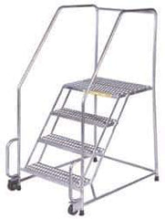 Ballymore - 58-1/2" 3 Step Ladder - Tilt & Roll Safety Ladder, 450 Lb Capacity, 28-1/2" Platform Height, 20" Base Width x 30" Depth, Heavy-Duty Serrated Grating - Eagle Tool & Supply