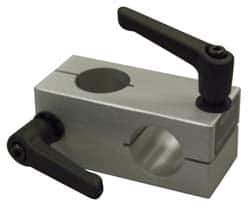 80/20 Inc. - 2 Inch Wide x 2 Inch High x 3 Inch Deep Quick Stanchion Cross Clamp - 1.004 Inch Hole x 0.257 Inch Bolt Hole Diameter - Eagle Tool & Supply