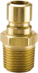 Parker - 3/8 NPTF Brass Hydraulic Hose Male Pipe Thread Nipple - 200 psi, 6 GPM, Series Moldmate - Eagle Tool & Supply