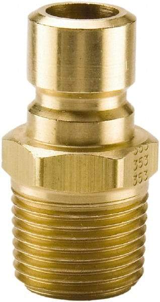 Parker - 3/8 NPTF Brass Hydraulic Hose Male Pipe Thread Nipple - 200 psi, 3 GPM, Series Moldmate - Eagle Tool & Supply