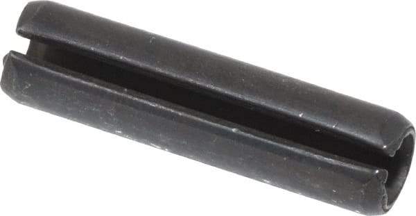 Made in USA - 1/4" Diam x 1" Long Slotted Spring Pin - Grade 1070-1090 Alloy Steel, Black Oxide Finish - Eagle Tool & Supply