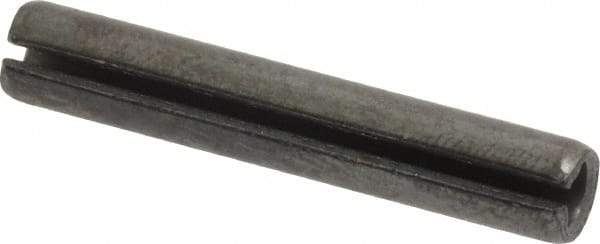 Made in USA - 1/4" Diam x 1-1/2" Long Slotted Spring Pin - Grade 1070-1090 Alloy Steel, Black Oxide Finish - Eagle Tool & Supply