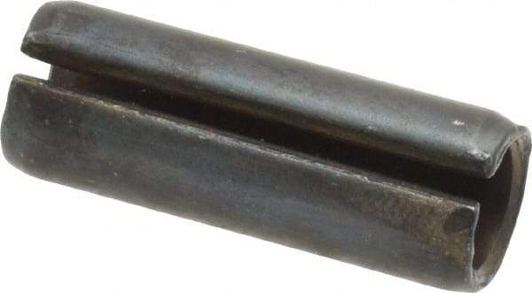 Made in USA - 7/16" Diam x 1-1/4" Long Slotted Spring Pin - Grade 1070-1090 Alloy Steel, Black Oxide Finish - Eagle Tool & Supply