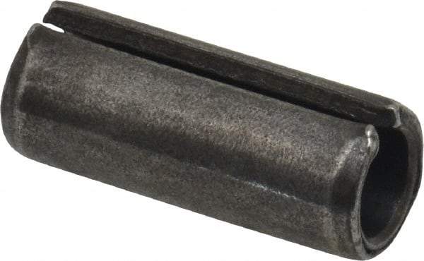 Made in USA - 1/2" Diam x 1-1/4" Long Slotted Spring Pin - Grade 1070-1090 Alloy Steel, Black Oxide Finish - Eagle Tool & Supply