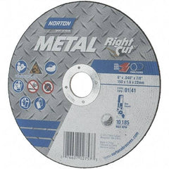 Norton - 6" Aluminum Oxide Cutoff Wheel - 0.04" Thick, 7/8" Arbor, Use with Angle Grinders - Eagle Tool & Supply