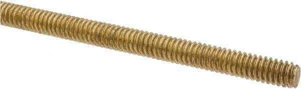 Made in USA - 1/4-20 UNC (Coarse), 3' Long, Brass Threaded Rod - Right Hand Thread - Eagle Tool & Supply