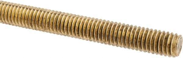 Made in USA - 3/8-16 UNC (Coarse), 3' Long, Brass Threaded Rod - Right Hand Thread - Eagle Tool & Supply