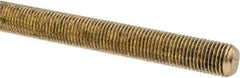 Made in USA - 3/8-24 UNF (Fine), 3' Long, Brass Threaded Rod - Right Hand Thread - Eagle Tool & Supply