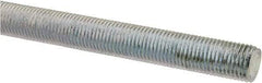 Made in USA - 3/8-24 UNF (Fine), 3' Long, Low Carbon Steel Threaded Rod - Zinc-Plated Finish, Right Hand Thread - Eagle Tool & Supply