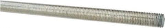 Made in USA - 7/16-20 UNF (Fine), 3' Long, Low Carbon Steel Threaded Rod - Zinc-Plated Finish, Right Hand Thread - Eagle Tool & Supply