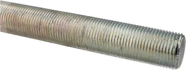 Made in USA - 1-12 UNF (Fine), 3' Long, Low Carbon Steel Threaded Rod - Zinc-Plated Finish, Right Hand Thread - Eagle Tool & Supply