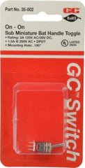 GC/Waldom - DPDT Sub Miniature On-On Toggle Switch - Solder Lug Terminal, Bat Handle Actuator, 125 VAC at 3 A & 250 VAC at 1.50 A - Eagle Tool & Supply