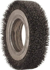 Osborn - 4-1/4" OD, 2" Arbor Hole, Crimped Steel Wheel Brush - 1" Face Width, 3/4" Trim Length, 0.0118" Filament Diam, 6,000 RPM - Eagle Tool & Supply