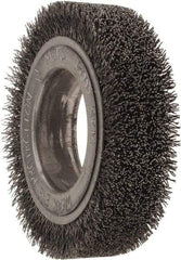 Osborn - 4-1/4" OD, 2" Arbor Hole, Crimped Steel Wheel Brush - 1" Face Width, 3/4" Trim Length, 0.014" Filament Diam, 6,000 RPM - Eagle Tool & Supply