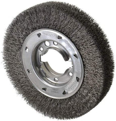 Osborn - 8" OD, 2" Arbor Hole, Crimped Steel Wheel Brush - 1-1/2" Face Width, 1-1/2" Trim Length, 0.0118" Filament Diam, 4,500 RPM - Eagle Tool & Supply