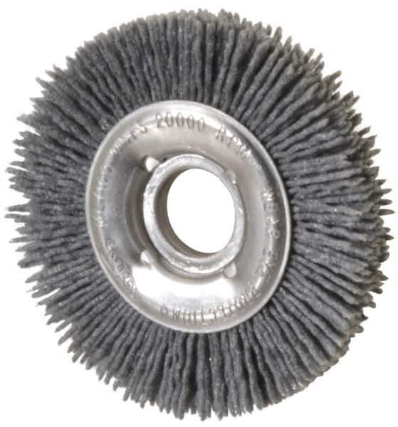 Osborn - 4" OD, 5/8" Arbor Hole, Crimped Nylon Wheel Brush - 1/2" Face Width, 5/8" Trim Length, 20,000 RPM - Eagle Tool & Supply