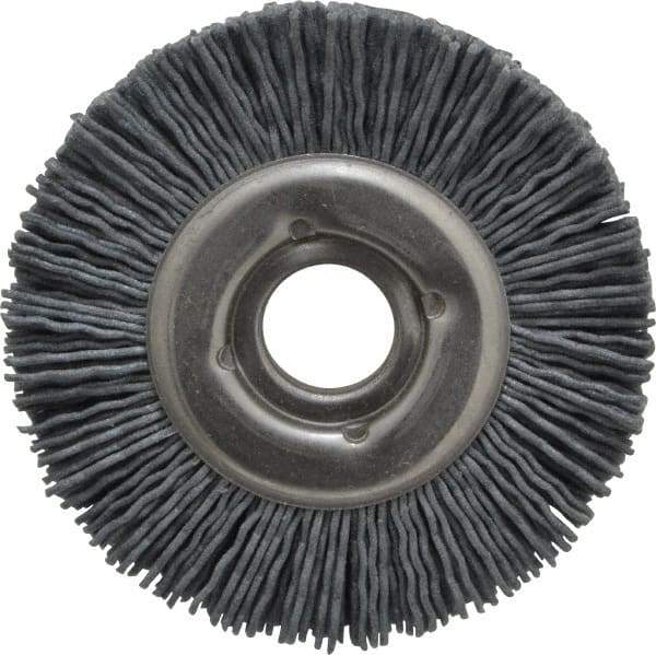 Osborn - 3" OD, 5/8" Arbor Hole, Crimped Nylon Wheel Brush - 1/2" Face Width, 5/8" Trim Length, 20,000 RPM - Eagle Tool & Supply