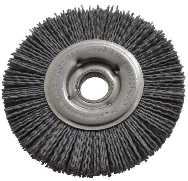 Osborn - 4" OD, 5/8" Arbor Hole, Crimped Nylon Wheel Brush - 5/8" Face Width, 3/4" Trim Length, 12,000 RPM - Eagle Tool & Supply