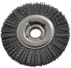 Osborn - 4" OD, 5/8" Arbor Hole, Crimped Nylon Wheel Brush - 5/8" Face Width, 3/4" Trim Length, 12,000 RPM - Eagle Tool & Supply