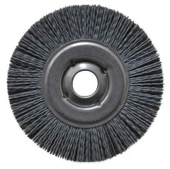 Osborn - 4" OD, 5/8" Arbor Hole, Crimped Nylon Wheel Brush - 5/8" Face Width, 3/4" Trim Length, 12,000 RPM - Eagle Tool & Supply