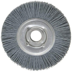 Osborn - 4" OD, 5/8" Arbor Hole, Crimped Nylon Wheel Brush - 5/8" Face Width, 3/4" Trim Length, 12,000 RPM - Eagle Tool & Supply