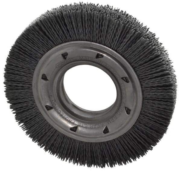 Osborn - 6" OD, 2" Arbor Hole, Crimped Nylon Wheel Brush - 7/8" Face Width, 1-1/16" Trim Length, 6,000 RPM - Eagle Tool & Supply