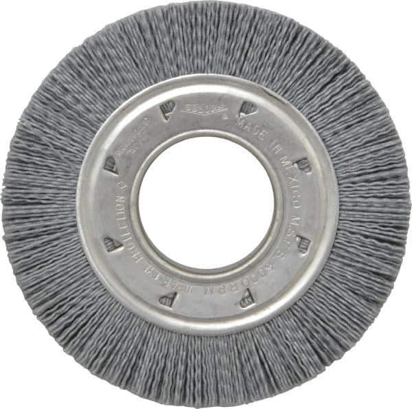 Osborn - 6" OD, 2" Arbor Hole, Crimped Nylon Wheel Brush - 7/8" Face Width, 1-1/16" Trim Length, 6,000 RPM - Eagle Tool & Supply