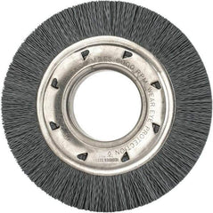 Osborn - 6" OD, 2" Arbor Hole, Crimped Nylon Wheel Brush - 7/8" Face Width, 1-1/16" Trim Length, 6,000 RPM - Eagle Tool & Supply