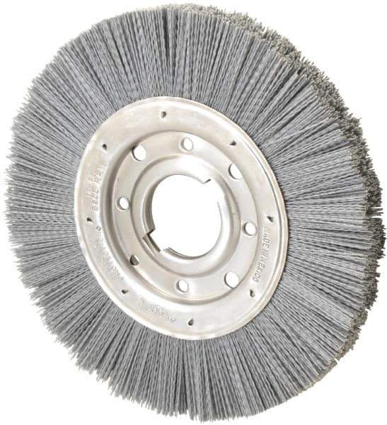 Osborn - 10" OD, 2" Arbor Hole, Crimped Nylon Wheel Brush - 1" Face Width, 2-1/16" Trim Length, 3,600 RPM - Eagle Tool & Supply