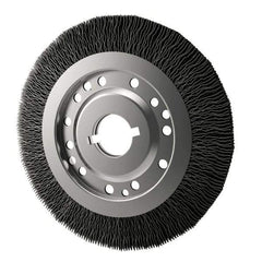 Osborn - 12" OD, 2" Arbor Hole, Crimped Nylon Wheel Brush - 1" Face Width, 2-1/8" Trim Length, 3,000 RPM - Eagle Tool & Supply