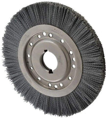 Osborn - 12" OD, 2" Arbor Hole, Crimped Nylon Wheel Brush - 1" Face Width, 2-1/8" Trim Length, 3,000 RPM - Eagle Tool & Supply