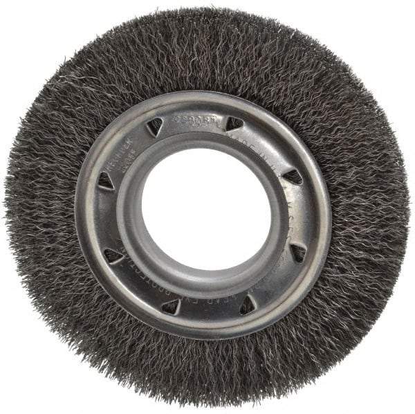 Osborn - 6" OD, 2" Arbor Hole, Crimped Steel Wheel Brush - 7/8" Face Width, 1" Trim Length, 0.0118" Filament Diam, 6,000 RPM - Eagle Tool & Supply