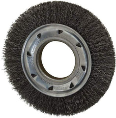 Osborn - 6" OD, 2" Arbor Hole, Crimped Steel Wheel Brush - 7/8" Face Width, 1" Trim Length, 0.014" Filament Diam, 6,000 RPM - Eagle Tool & Supply